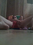 Spread eagle in red underwear