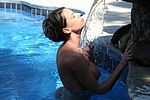 Sam Wise playing in the pool