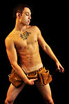 Grabbing his tools
