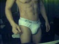 Sexy strip and play session with flexing